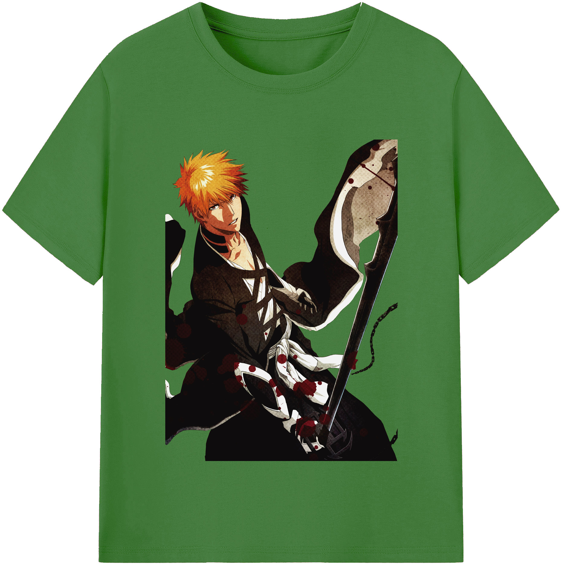 （画像用） ブリーチ 黒崎一護（くろさき いちご）BLEACH Kurosaki Ichigo レディースカジュアルプリントTシャツ（綿100％）